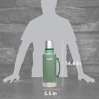 Stanley Heritage Classic Vacuum Bottle with Handle 2.0 qt | Wide Mouth with Leakproof Cup Lid | Keep Drinks Hot or Cold for Travel | Insulated Stainless Steel Thermal Bottle | Hammertone Green