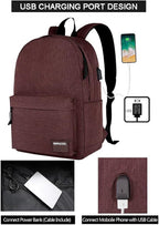 SUPACOOL Casual Laptop Backpack for Men and Women, Backpack for College, USB Charging Port, Lightweight Pack Back(Coffee)