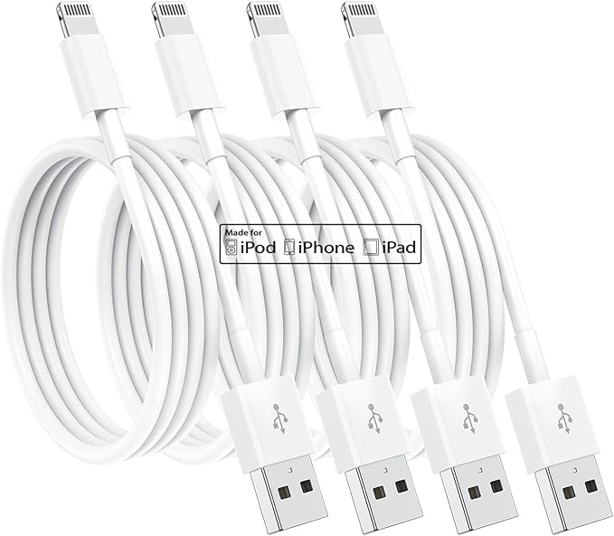 4 Pack [Apple MFi Certified] Apple Charging Cables 3ft, iPhone Chargers Lightning Cable 3 Foot, Fast iPhone Charging Cord for iPhone 14/14Pro/13/13Pro/12/11/11Pro/11Max/ X/XS/XR/XS Max/8, ipad(White)