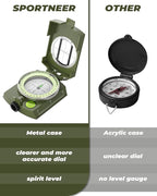 Sportneer Compass: Accurate Durable Lightweight Orienteering Compass with Strap and Carrying Case, Glow in The Dark Waterproof Hiking Essentials for Camping Backpacking, Best Survival Gifts for Kids