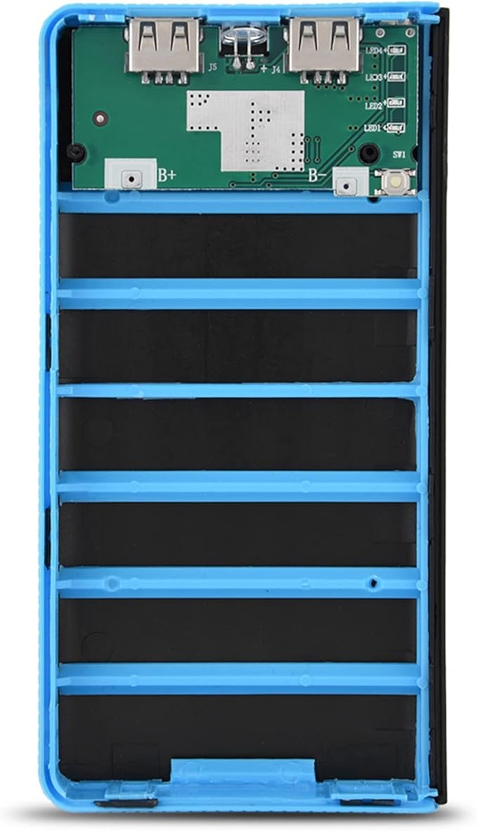 KIMISS 20000mAh Ultra Large Capacity Mobile Power Bank Case DIY Kit with 4 USB Output, Fast Charge, LED Power Display, Full - Blue (B)