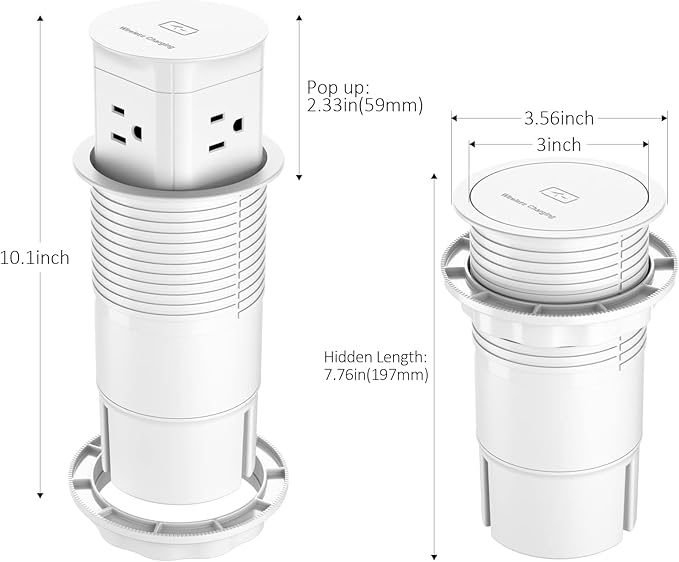 Jgstkcity Pop Up Outlet with 15W Wireless Charger,4 Outlets 15A, Splash Resistant,3 inch Desk Hole Power Grommet,Space Saver Outlet for Kitchen Countertop,Office Conference Table,ETL Listed