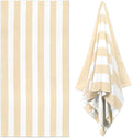 HENBAY Large Oversized Beach Towel - 35 x 70 Inch Microfiber Pool Towel, Beige Striped Quick Dry Cabana Swim Towel