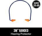 3M Safety Band Style Hearing Protector, Orange Ear Tips, Earplugs (Pack of 2)