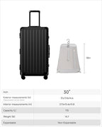 LUGGEX Checked Suitcase with Spinner Wheels, 8010S Aluminum Frame Zipperless Polycarbonate Hard Shell Suitcase with 5 Packing Cubes and a Shoe Bag (ZX-Core, Black, 30 Inch)