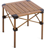 iClimb Lightweight Stable Alu. Folding Square Table Roll Up Top with Carry Bag for Camping Picnic Backyards BBQ Camp Kitchen (Nature, S)