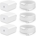 CXX iPhone 17/16/15 Fast Charger [3-Pack] 20W USB C Wall Charger with 6FT C-to-C Cable Compatible with iPhone 17/16/15 Series, USB-C iPad Pro/Air/Mini & More