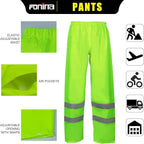 FONIRRA Hi Vis Safety Rainsuit for Men Waterproof Yellow Reflective Class 3 Rain Jacket Gear Pants(L/XL)