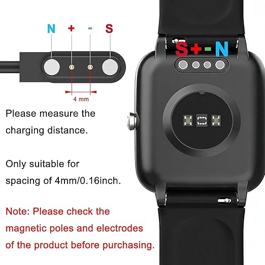 Vancle 2 Pack for Gloryfit Smart Watch Charger, Magnetic USB Charging Cable for GloryFit T80 T70 T60 T50 P99 P98 Smart Watches (Pin spacing 4mm)
