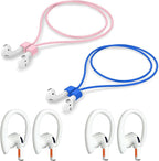 Magnetic Anti-Lost Straps Compatible with AirPods 1st to 4th Generation and AirPods Pro 1st to 4th Generation, with 2 Additional Pairs of Ear Hooks (Blue Pink)