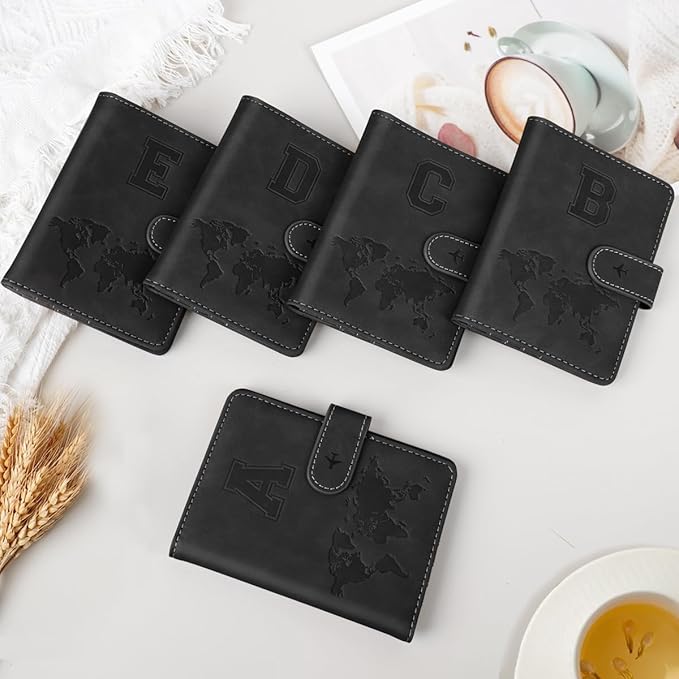 Initial A Passport Holder Cover Personalized Letter A-Z Travel Wallet RFID Blocking Passport Cover Credit Card Holder Case Passport Book Holders for Women and Men, Black-A