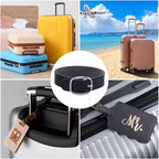 GORGECRAFT 10Pcs PU Leather Luggage Labels Strap Adjustable Faux Black Luggage Tag Loops Replacement Belts with Metal Buckle Watch Band Straps for Suitcase Travel Secure Storage Hanging Accessories
