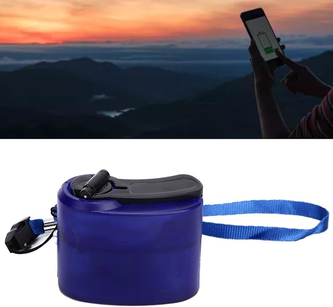 Hand Crank USB Phone Charger for Outdoor Activities - Portable Emergency Manual Charger (Blue)