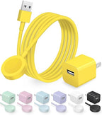 Fast Charger for Apple Watch Charger, 3.2FT Wireless Fast Charging Cord with Wall Chargers Plug Block Compatible with Apples Watchs Series 10/9/8/7/SE/6/5/4/3/2/1（Yellow）