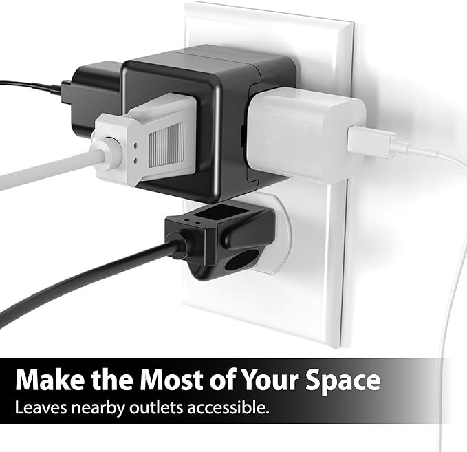 [ETL Listed] 3-Pack 3 Outlet Wall Adapter, Fosmon Black Outlet Splitter Plug Extender, Grounded 3-Prong /2 Prong Cube Tap 3-Way Plug Adapter, Cruise Essentials for Home Travel Office- Black
