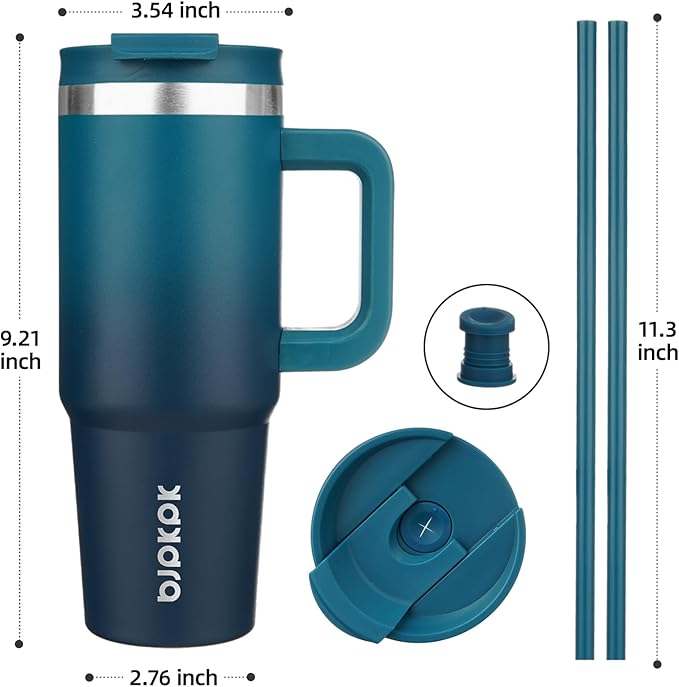 BJPKPK Tumbler With Handle And Straw 30oz Insulated Tumbler Cups With Lid Stainless Steel Travel Coffee Mug,Indigo Black