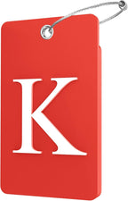 Gostwo 2 Pack Luggage Tags for Suitcases, 26 Initial Letter Travel Luggage Baggage Identification Labels ID Tag Fully Bendable Tags with Stainless Steel Loop (Red) (Letter K)