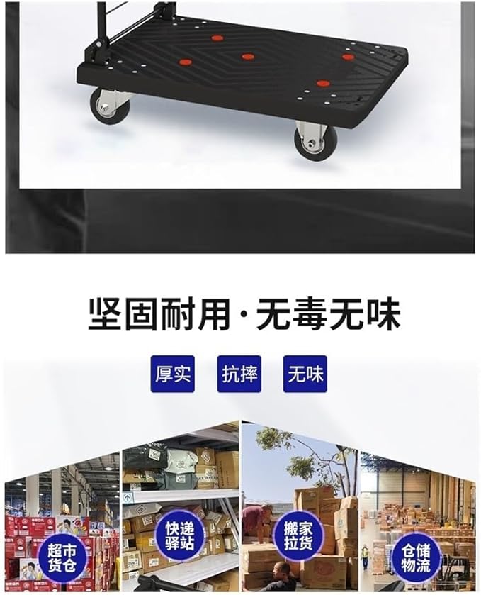 Flat Bed carts with Wheels Foldable Household Folding Portable Flatbed Trolley Handcart Courier Transporter Portable Trolley Cargo Trailer Heavy - Duty trolleyflatbed Truck