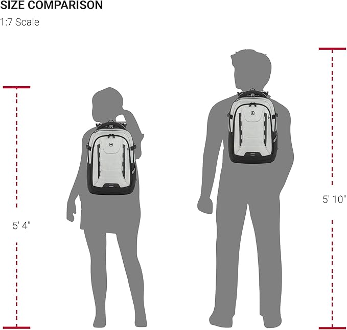 SwissGear Travel Tech Pro Laptop Backpack – Fits Laptops up to 16” – ScanSmart TSA-Friendly Backpack with Multiple Organizer Pockets – Grey Heather