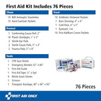 First Aid Only 91322 ANSI A 2021 and OSHA Compliant First Aid Kit, 10-Person Emergency First Aid Kit for Business, Home, Car, and Worksites, 76 Pieces
