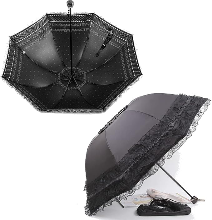 WANLIAN Folding umbrella Travel Umbrella Folding UV Resistance Lace Parasol Umbrella Sun Umbrella For Women Girls sunshades with lace decoration