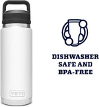 YETI Rambler 26 oz Bottle, Vacuum Insulated, Stainless Steel with Chug Cap, White