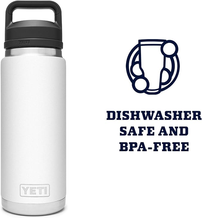 YETI Rambler 26 oz Bottle, Vacuum Insulated, Stainless Steel with Chug Cap, White