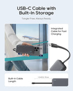 CUKTECH 20,000mAh Power Bank with Built-in USB-C Cable, 40W PD Fast Charging Portable Charger, 3-Port Battery Pack for iPhone 17/16, Samsung S26/S25, iPad Pro, MacBook Air, Travel Essentials