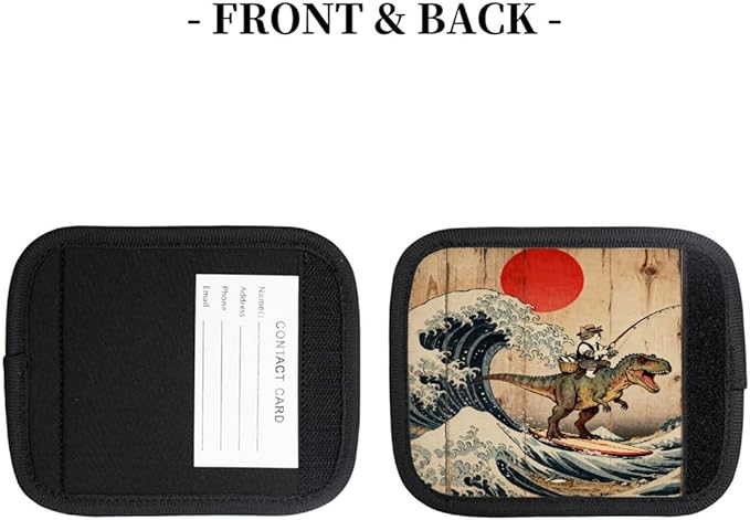 2 Pack Luggage Handle Wrap with Travel Tags - Non-Slip Protective Cover Soft Handle Grips Covers for Suitcase(Funny Cat Fishing Wooden)