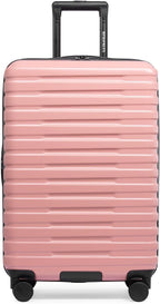 U.S. Traveler Boren Expandable Hardside Rugged Travel Luggage with 8 Spinner Wheels, Rose Pink, Checked-Medium 26-Inch