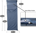 Frelaxy Sleeping Bag Liner, XL Travel Sheet & Camping Sheet for Backpacking, Hotel, Hostels & Traveling, Comfy & Easy Care, Full-Length Zipper/No Zipper, 4 Seasons Warm Cold Weather