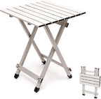 SUNNYFEEL Folding Camping Table - Lightweight Aluminum Portable Picnic Table, 18.5x18.5x24.5 Inch for Cooking, Beach, Hiking, Travel, Fishing, BBQ, Indoor Outdoor Small Foldable Camp Tables