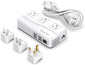 ISELECTOR Universal Travel Adapter, Power Step Down 220V to 110V Voltage Converter with 6A 4-Port USB Charging 3 AC Sockets International Plug Adapter for UK/AU/US/EU/Japan More Than 150 Countries