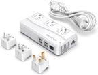 ISELECTOR Universal Travel Adapter, Power Step Down 220V to 110V Voltage Converter with 6A 4-Port USB Charging 3 AC Sockets International Plug Adapter for UK/AU/US/EU/Japan More Than 150 Countries