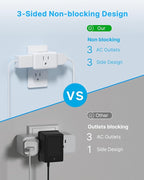 Multi Plug Wall Outlet Extender 2 Pack, VINTAR Electrical Multiple Outlet Splitter, 3 Way Plug Adapter, Small Wall Expander for Home Office Dorm Cruise Ship Travel Essentials