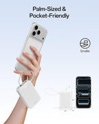 iWALK Portable Charger, 10000mAh 45W PD Power Bank, USB C in&Out Fast Charging Battery Pack with Phone Stand, Travel Essential Powerbank for iPhone 17 16 15 14 13 12 Samsung S25 MacBook etc,White