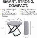 Premium Portable Folding Camping Stool with Carry Bag, Lightweight Compact Outdoor Seat, Heavy Duty Steel Frame, Small Travel Stool for Camping, Hiking & Fishing