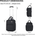 Hanke 16 Inch Underseat Carry On Luggage With Wheels, Small Rolling Suitcase Lightweight Under Seat Carry On Bag, Airline Approved Personal Item Overnight Softside Travel Luggage Bag,Black
