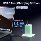 128W USB C Wall Charger,GaN III 3-Port Fast Charging Station,PD QC Foldable Charger Block Portable 65W Laptop Adapter for MacBook Pro/Air,iPad Pro,Galaxy S23,Dell XPS 13,iPhone 17/16/Pro etc