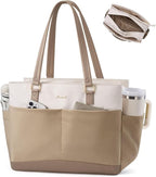 LOVEVOOK Laptop Tote Bag for Women with 3 Separate Pocket Work Bag with Large Cup Holder Computer Briefcase for Teacher Nurse