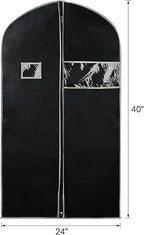 Syeeiex 40"Suit Bag, Set of 16 Garment Bags for Hanging Clothes, Suit Covers Bags for Men or Women, Garment Bags for Storage Suits, Shirts,T-shirts and Jackets on Closet(Black/Grey)