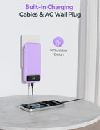20000mAh Lightweight-Portable-Charger-Power-Bank with Built-in Cables and AC Wall Plug, PD20W USB-C Fast Charging Battery Pack, LED Display External Travel Phone Charger for All iPhone,Samsung,Android