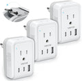 3 Pack European Travel Plug Adapter, VINTAR Foldable International Plug Adapter with 2 AC Outlets and 3 USB Ports(2 USB C),Type C Plug Travel Essentials to Most Europe EU France Germany Spain Italy
