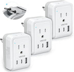 3 Pack European Travel Plug Adapter, VINTAR Foldable International Plug Adapter with 2 AC Outlets and 3 USB Ports(2 USB C),Type C Plug Travel Essentials to Most Europe EU France Germany Spain Italy