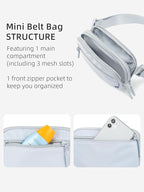 WESTBRONCO Fanny Packs for Women Men, Belt Bag with 4 Zipper Pockets, Fashion Waist Packs, Lightweight Crossbody Bags with Adjustable Strap for Workout/Running/Hiking (Light Grey)