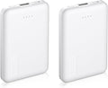 Miady 2-Pack 5000mAh Mini Portable Charger, 5V 2.4A USB-C Output Fast Charging Battery Pack Travel Small Power Bank Compatible with iPhone 16/15 Galaxy S24/S22 iPad Android etc (2 White)