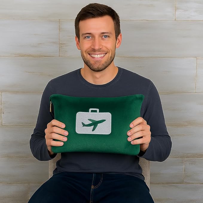 Comfort Fly Travel Blanket & Pillow – 2-in-1 Micro Plush Airplane Blanket with Carry Case (40" x 70") - Green