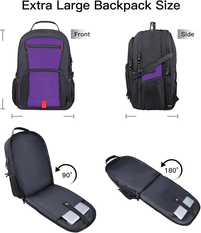 ANTERK Travel Backpack, 18.4 Inch Laptop Backpacks for Men Women, 55L Anti Theft Water Resistant College Bussiness TSA Airline Approved Work Computer Backpack, Purple