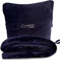 Kululu Travel Blanket and Pillow Set, Airplane Blanket Compact 2-in-1 Combo Set, Flight Essentials Poncho with Pocket, Pouch & Luggage Backpack Strap | Travelers Gifts Accessories 62"x45" (Space Blue)