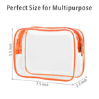 PACKISM Clear Makeup Bag with Zipper, 3 Pack Beauty Clear Cosmetic Bag TSA Approved Toiletry Bag, Travel Toiletry Bag, Quart Size Bag Carry on Airport Airline Compliant Bag, Orange